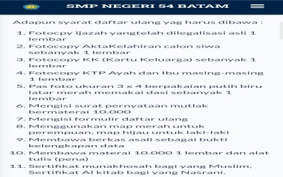 Info terkait Pengaduan PPDB SMPN 54 Batam